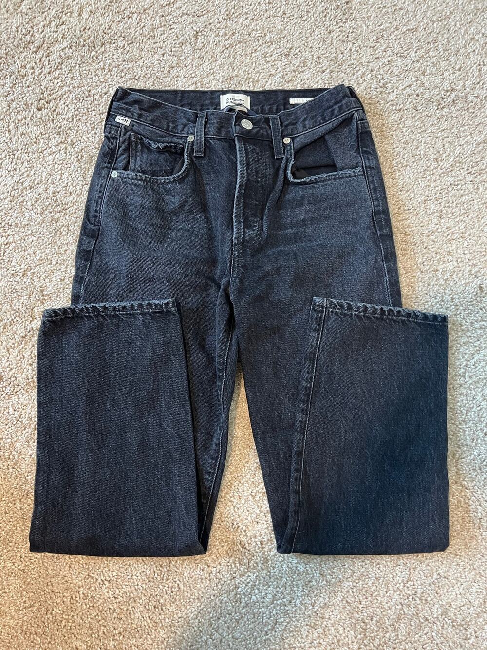 Citizens of Humanity Emery Crop Straight Leg Jeans Black Wash Size 24